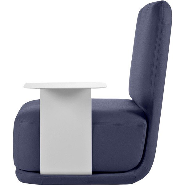 Tamnoplava fotelja s bijelim metalnim stolom Softline Standby High + Side Table