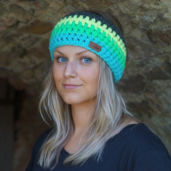 Ručno vezena traka za glavu DOKE Stripes Blue prugama-image-3