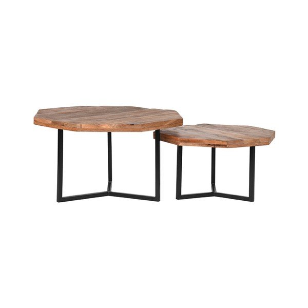 Stolići za kavu u setu 2 kom od masivnog manga u prirodnoj boji 70x70 cm Figure – LABEL51