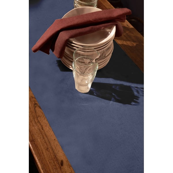 Plavi stolnjak od pamuka i lana Tierra Bella Pure Menorca, 45 x 135 cm-image-1