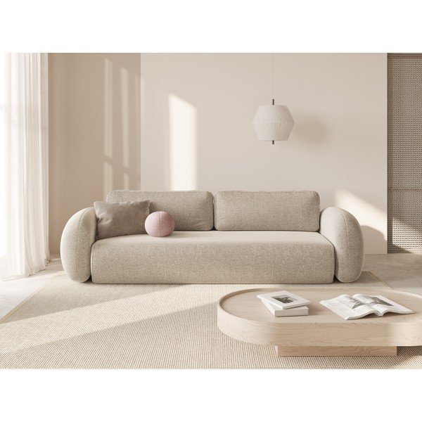 Bež sklopiva/s prostorom za odlaganje sofa od šenila 262 cm Tonale – Cosmopolitan Design-image-1