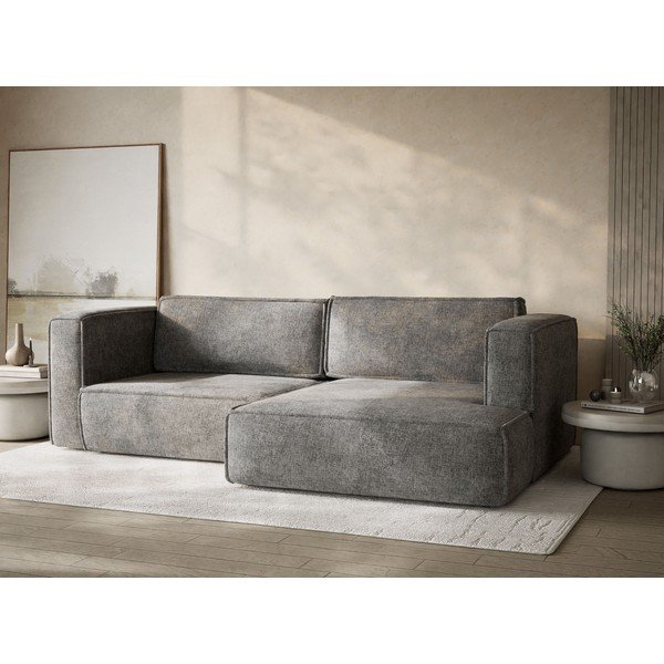 Siva sklopiva/s prostorom za odlaganje kutna garnitura od šenila (s desnim kutom/s ležaljkom) Velto – Maison de Rêve-image-4