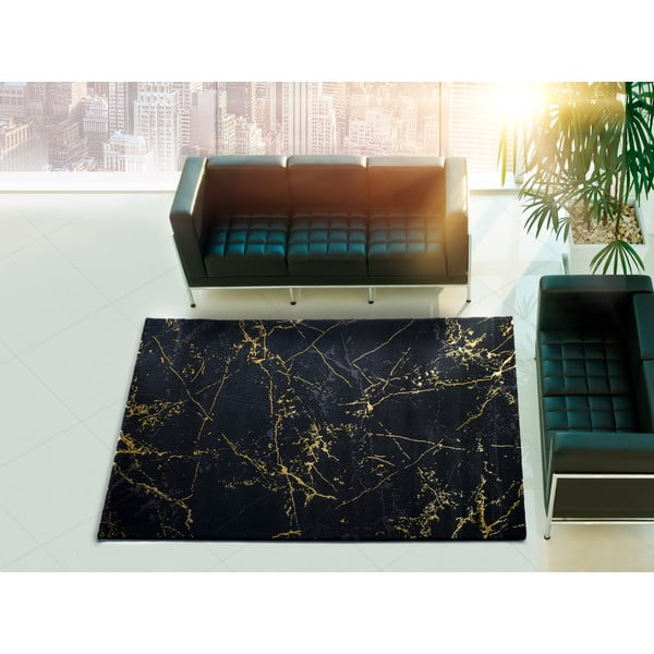 Crni tepih Universal Gold Marble, 140 x 200 cm-image-1