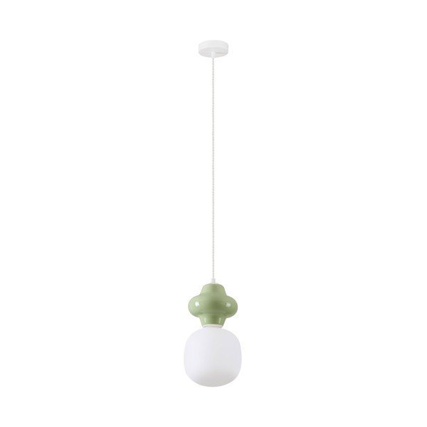 Bijela/svijetlo zelena viseća svjetiljka keramička sa staklenim sjenilom ø 18 cm Clio – Nova Luce