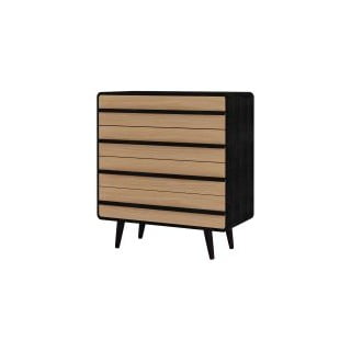 Crna visoka komoda u dekoru hrasta 80x88 cm Chantal - Støraa