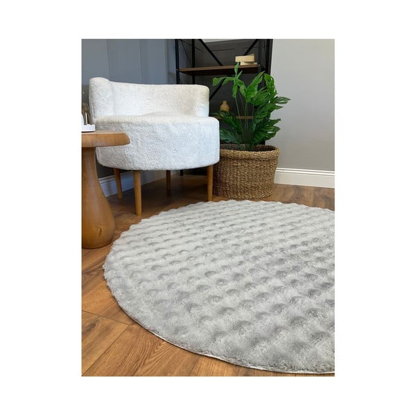 Sivi periv okrugao tepih ø 200 cm Bubbly – Oyo Concept-image-3