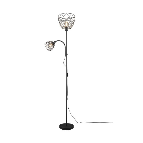 Crna stojeća svjetiljka s metalnim sjenilom (visina 180 cm) Haval – Trio