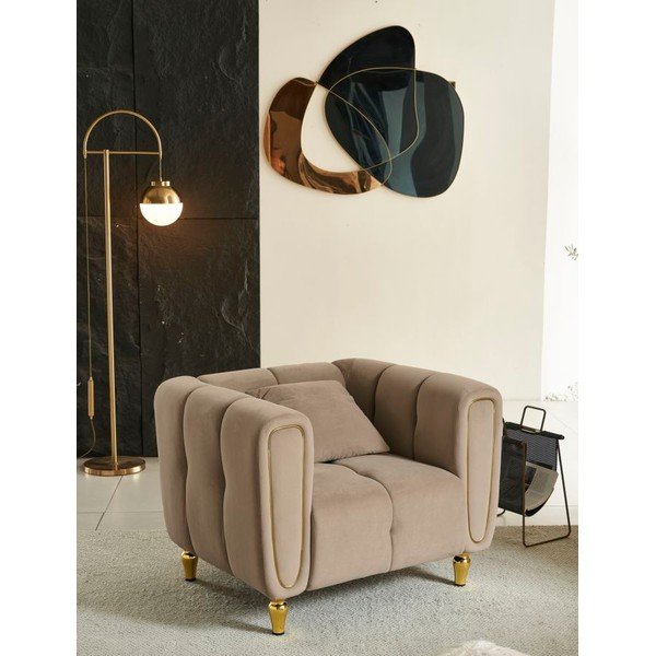 Smeđe-siva baršunasti fotelja Alma – Mauro Ferretti-image-1