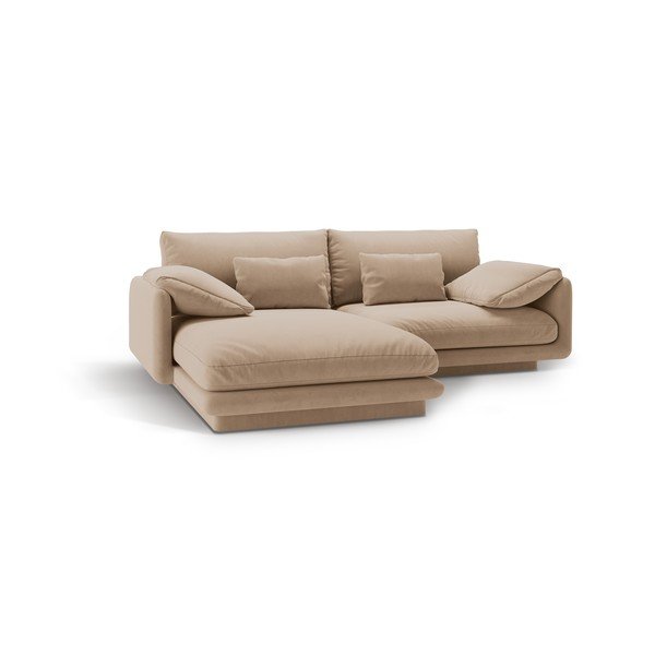 Bež baršunasti kutna garnitura (s lijevim kutom/s ležaljkom) Torino – Micadoni -image-2