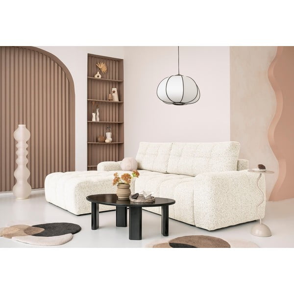 Krem sklopiva/s prostorom za odlaganje kutna garnitura (s lijevim kutom) Lulu – Miuform-image-1