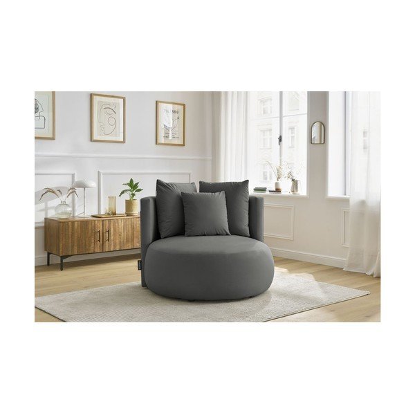 Svijetlo siva baršunasti fotelja Cesar – Bobochic Paris-image-1