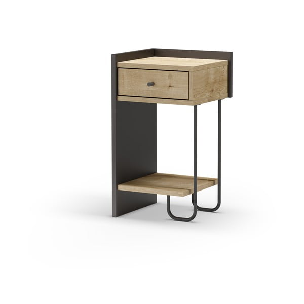 Crni/u prirodnoj boji noćni ormarić u dekoru hrasta s policama Mercure – Marckeric-image-3