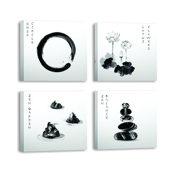 Slike u setu od 4 komada 30x30 cm Japanese Zen - Wallity