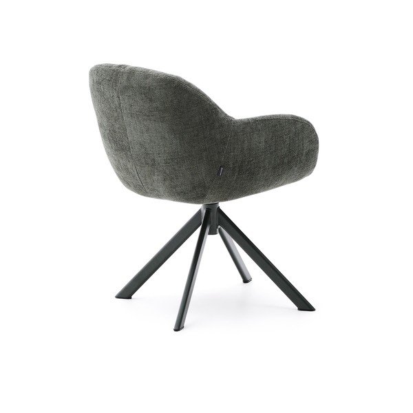 Tamno zelena podstavljena blagovaonska stolica s naslonima za ruke Dorina – Kave Home-image-4