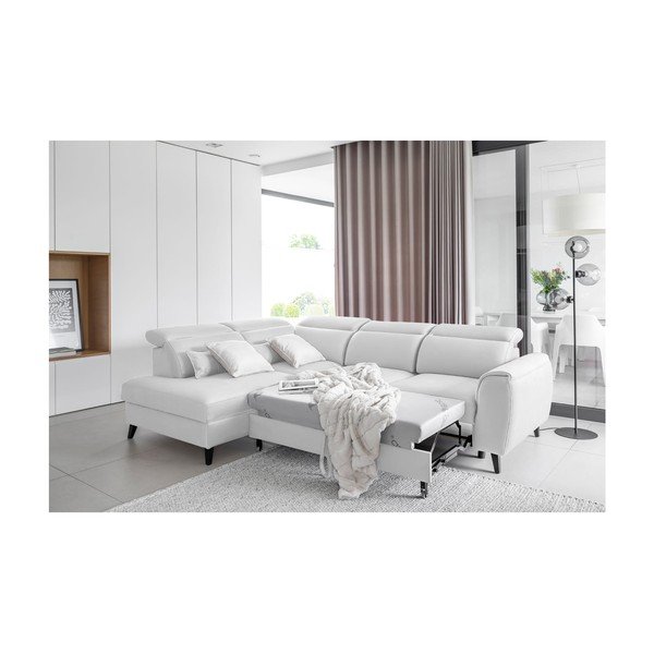 Bijela baršunasti sklopiva/s prostorom za odlaganje kutna garnitura (s lijevim kutom/u obliku slova L) Noble – ELTAP-image-4