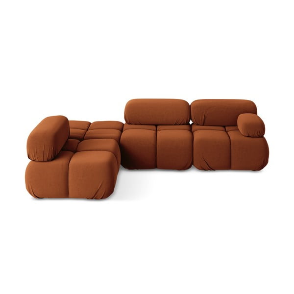 Narančasta baršunasti kutna garnitura (s lijevim kutom) Lokua – Makamii