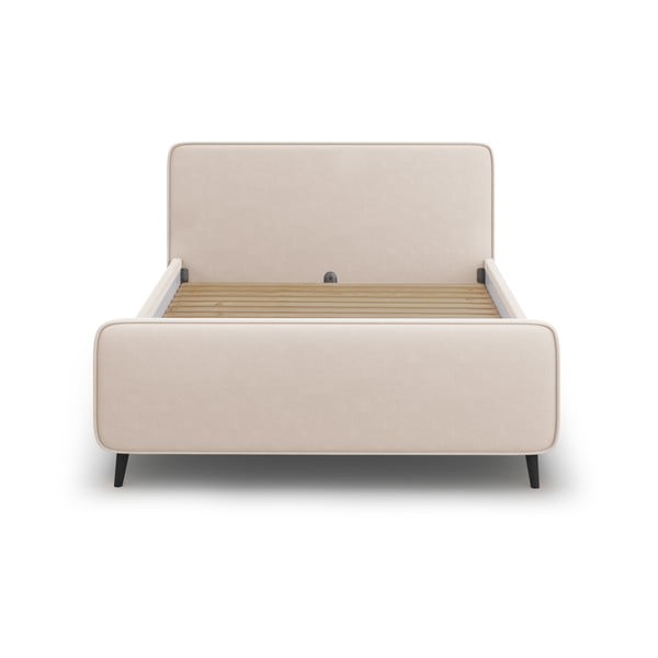 Bež tapecirani bračni krevet s podnicom 160x200 cm Kaia - Micadoni Home-image-1