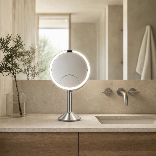 Kozmetičko ogledalo s osvjetljenjem/povećavajuće (s povećanjem 5x/s povećanjem 10x) ø 20 cm Trio – simplehuman-image-1