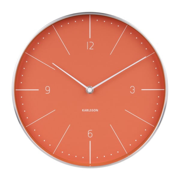 Svijetlocrveni zidni sat sa srebrnim detaljima Karlsson Normann, ⌀ 28 cm