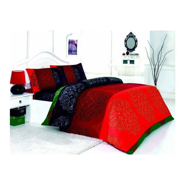 Crvena posteljina za bračni krevet sa plahtama Frappe, 200 x 220 cm