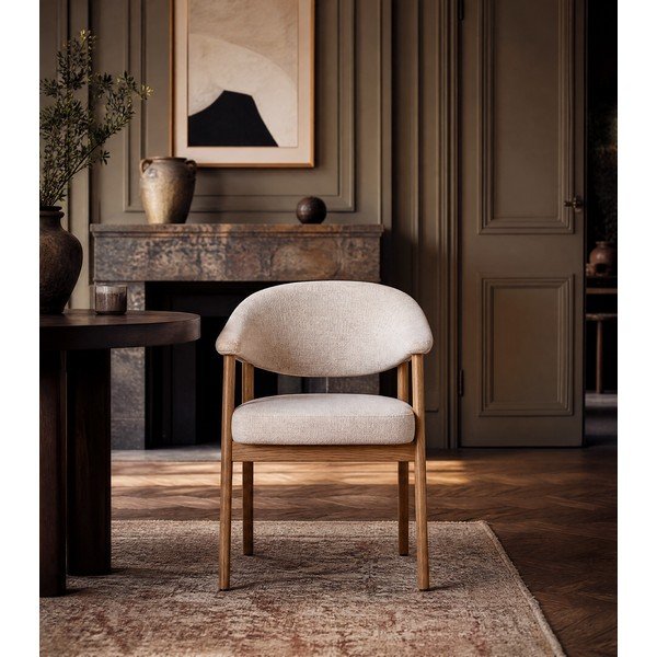 Krem blagovaonske stolice u setu s naslonima za ruke 2 kom od punog hrasta Elk – Unique Furniture-image-3