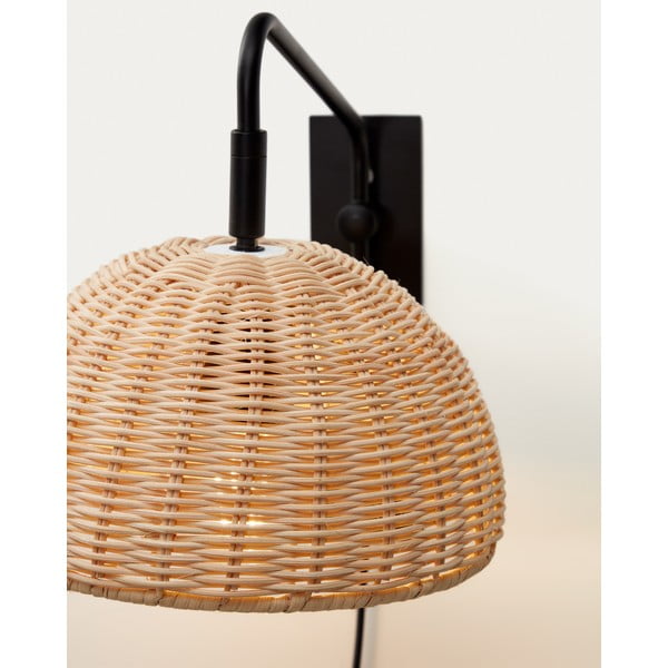 Crna/u prirodnoj boji zidna lampa ø 23 cm Damila – Kave Home-image-2