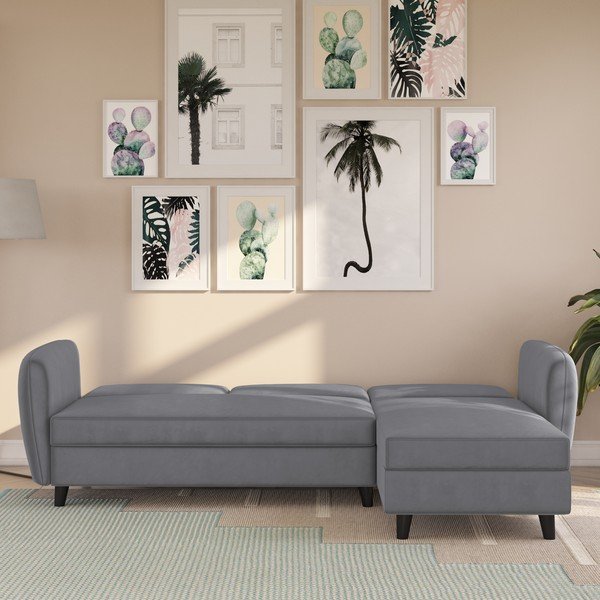 Siva baršunasti sklopiva kutna garnitura Perry – Støraa-image-2