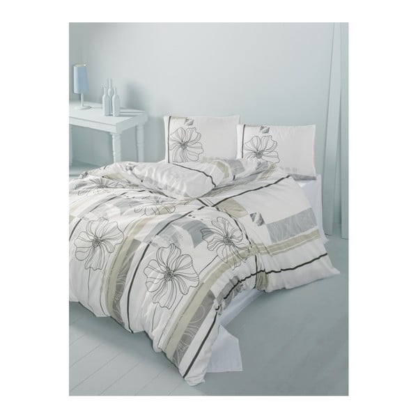 Bež posteljina sa posteljinom za bračni krevet Elif, 200 x 220 cm
