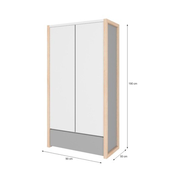 Sivi dvokrilni ormar BELLAMY Pinette-image-2