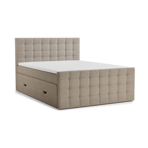 Bež boxspring krevet s prostorom za odlaganje 200x200 cm Tasca – Maison de Rêve
