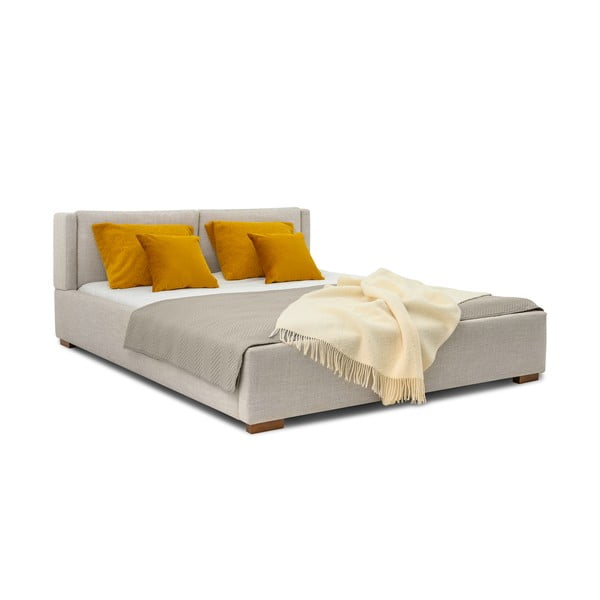 Svijetlo sivi tapecirani bračni krevet s podnicom 140x200 cm Dreamer – Scandic-image-2