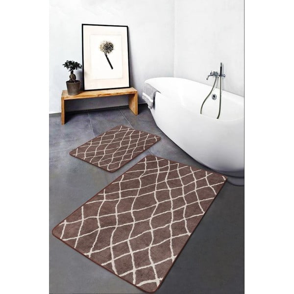 Smeđe od samta kupaonske prostirke u setu 2 kom 60x100 cm – Mila Home-image-4