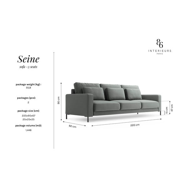 Senf žuta sofa Interieurs 86 Seine, 220 cm-image-4