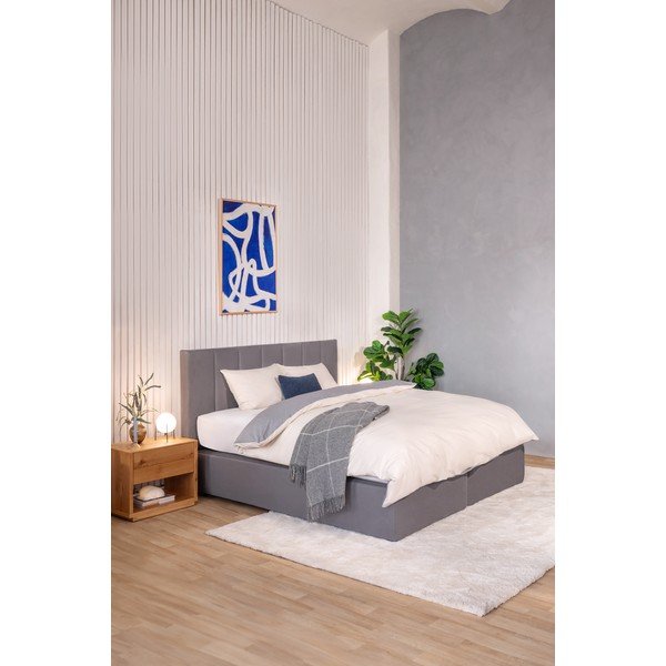 Sivi boxspring krevet 160x200 cm Olia Bold Line – Bonami Selection-image-1