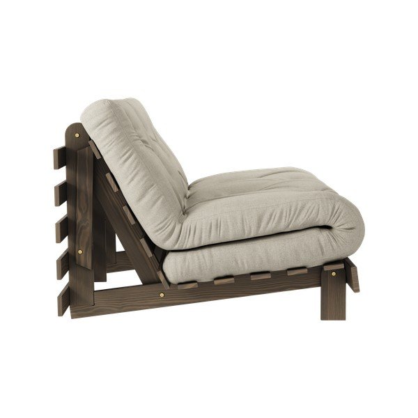 Sivo-bež lanena sklopiva sofa 140 cm Roots Carob – Karup Design-image-4