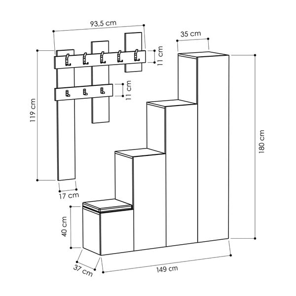 Komplet bijelih ormara i zidne vješalice Homitis Up-image-2