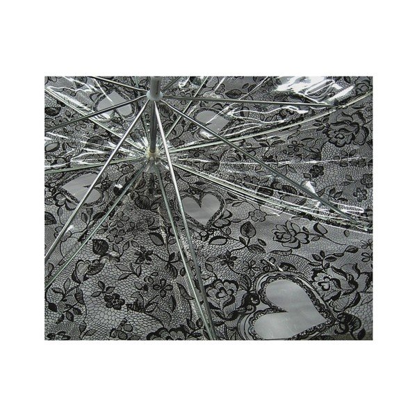 Prozirni štapićasti kišobran s crnim detaljima Birdcage Heart, ⌀ 95 cm-image-1