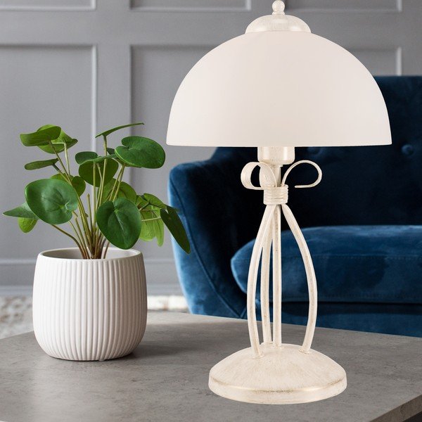 Bijela stolna lampa sa staklenim sjenilom (visina 43 cm) Adelle – LAMKUR-image-3