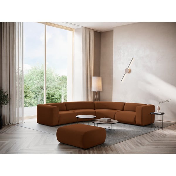 Narančasti/smeđi baršunast tabure Ekahi – Makamii-image-1