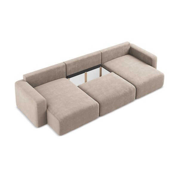 Bež sklopiva/s prostorom za odlaganje kutna garnitura od šenila (u obliku slova "U") Kona – Makamii-image-4