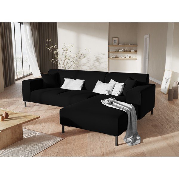 Crna kutna garnitura od baršuna Cosmopolitan Design Siena, desni kut-image-1