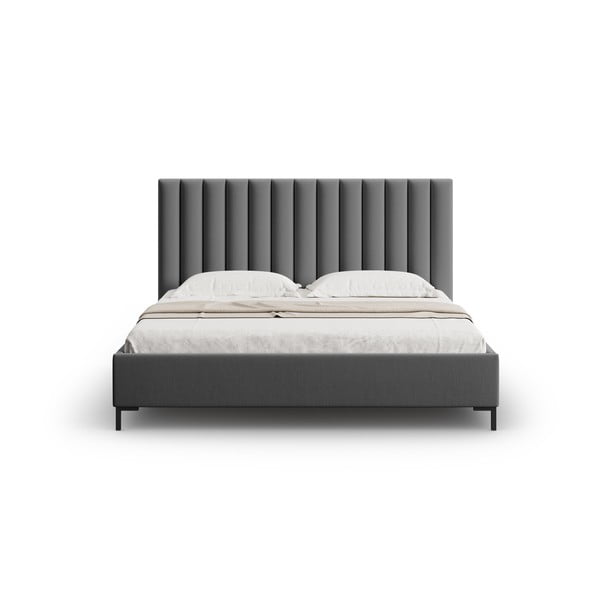 Tamno sivi tapecirani bračni krevet s prostorom za pohranu s podnicom 160x200 cm Casey – Mazzini Beds-image-4
