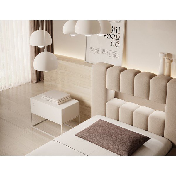 Svjetlo smeđi tapecirani krevet s prostorom za odlaganje s podnicom 90x200 cm Lamica – ELTAP-image-4