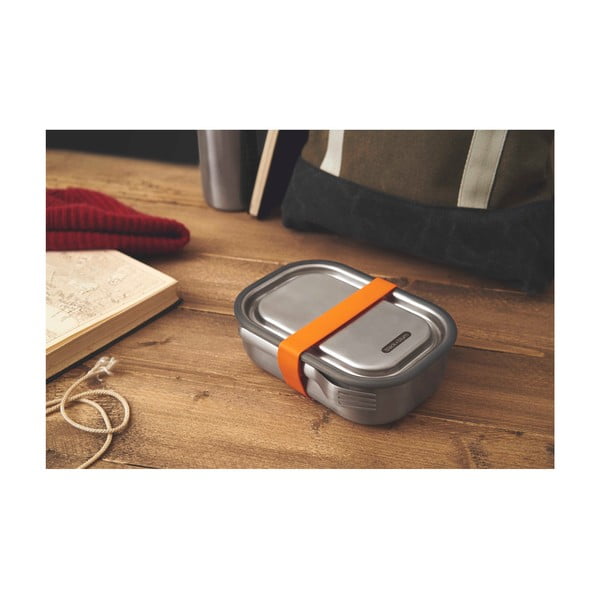 Kutija za užinu od nehrđajućeg čelika s narančastom trakom Crna + Blum, 1000 ml-image-2