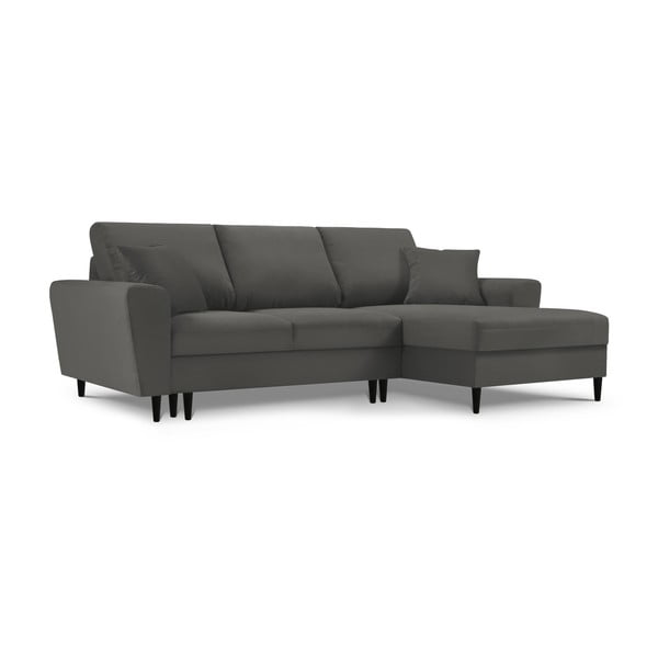 Tamno siva sklopiva/s prostorom za odlaganje kutna garnitura od samta (s desnim kutom/s ležaljkom) Kyoto – Cosmopolitan Design-image-4