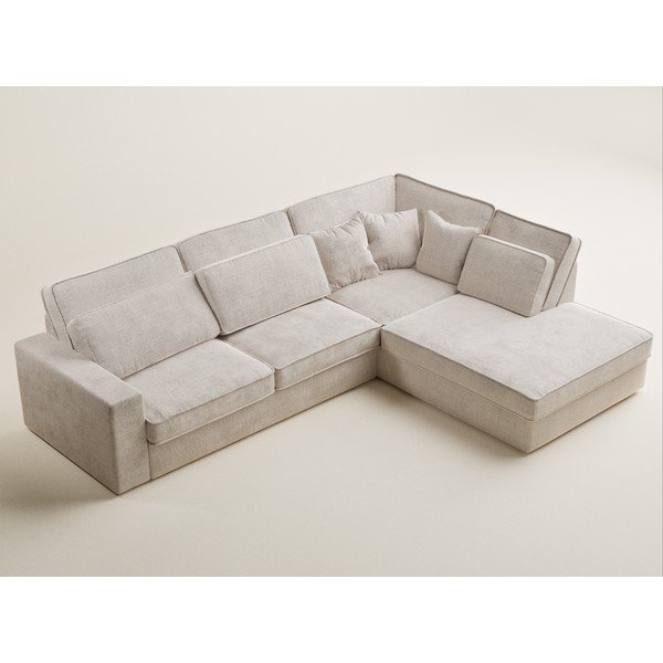 Krem kutna garnitura od šenila (s desnim kutom/u obliku slova L) Kirou – Maison de Rêve-image-3