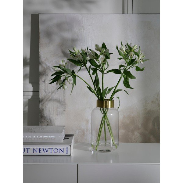 Staklena vaza s metalnim elementom u zlatnoj boji Westwing Collection Lori, visina 29 cm-image-3