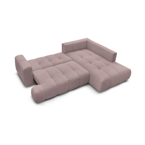 Ružičasta sklopiva/s prostorom za odlaganje kutna garnitura (s desnim kutom/u obliku slova L) Fuji – Bobochic Paris-image-4