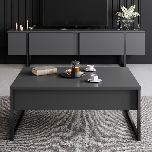 Antracitno siva TV komoda 180x30 cm Luxe – Kalune Design-image-3