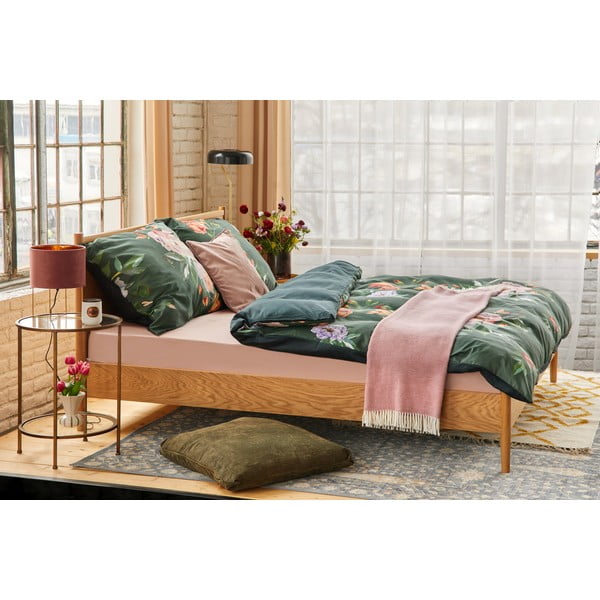 Tamnozelena posteljina od pamučnoga satena za bračni krevet Bonami Selection Floret, 200 x 220 cm-image-1